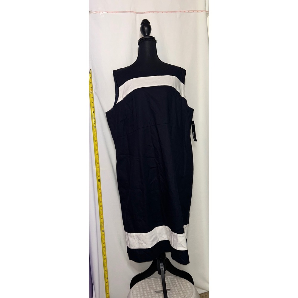 Rafaella Woman Navy White Stripe Sleeveless Sheath Dress Size 20W‎